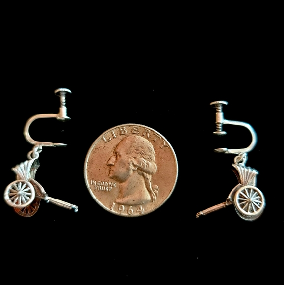 Antique Silver Rickshaw Earrings - Picture 10 of 12